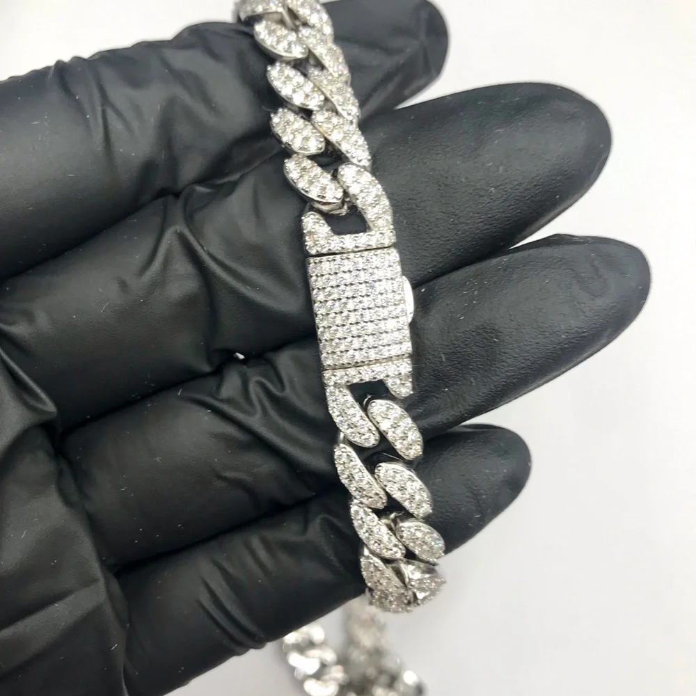 925 Sterling Silver 20.00CTW MOISSANITE Cuban Link Chain Men’s Necklace 20”